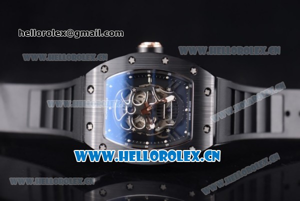 Richard Mille RM052 Miyota 9015 Automatic PVD Case with Skull Dial and Black Rubber Strap - Click Image to Close